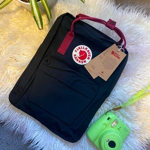 NWT Fjallraven Kanken Black & Oxblood Red Backpack